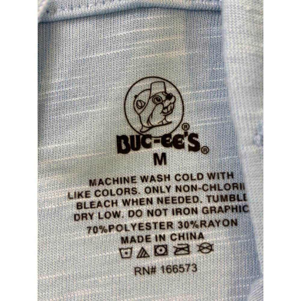 Buc-ees Womens Blue Lightweight Hoodie V-Neck Slub Knit Beaver Logo Size M - Picture 4 of 6
